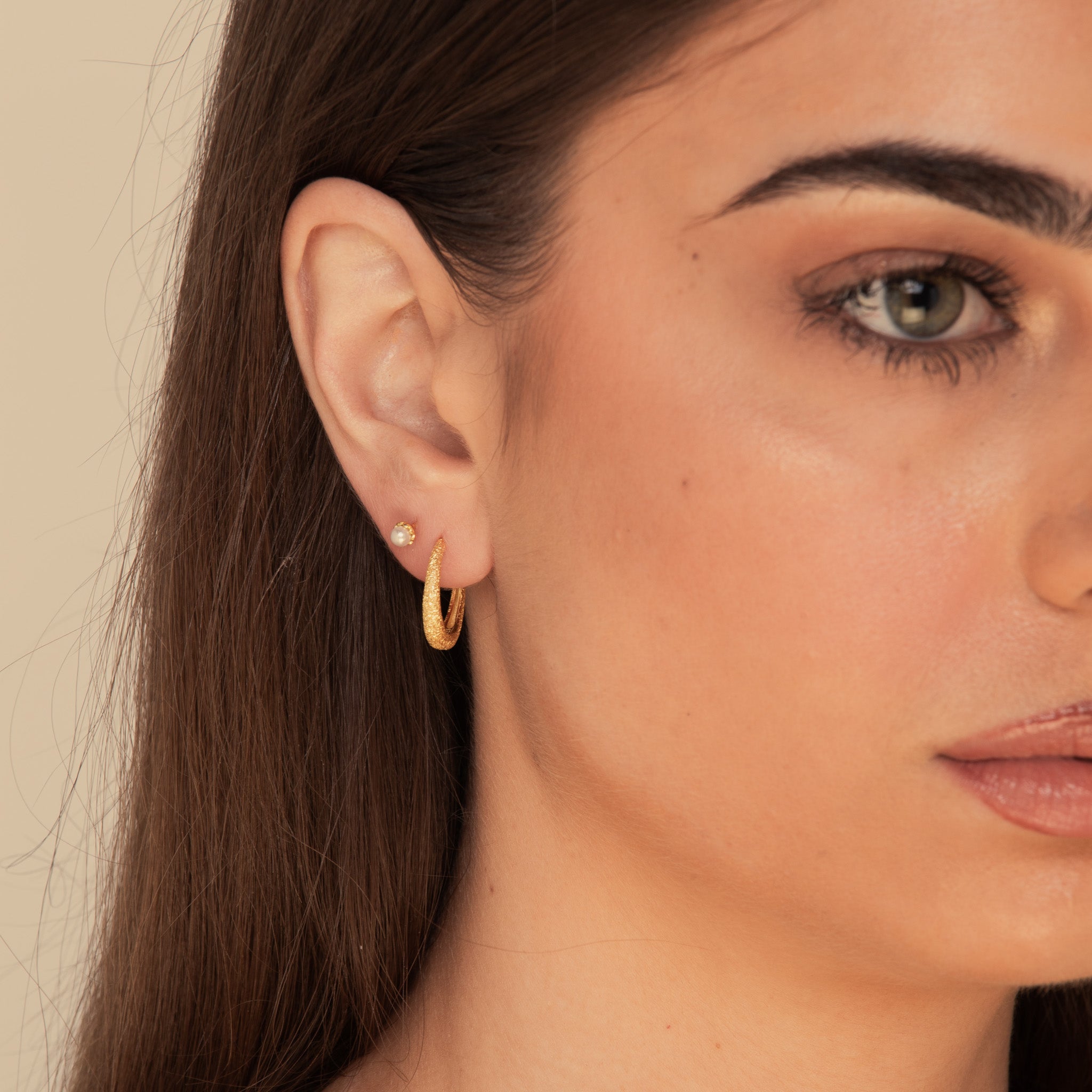 Azura Hammered Huggie Hoop Earrings Gold