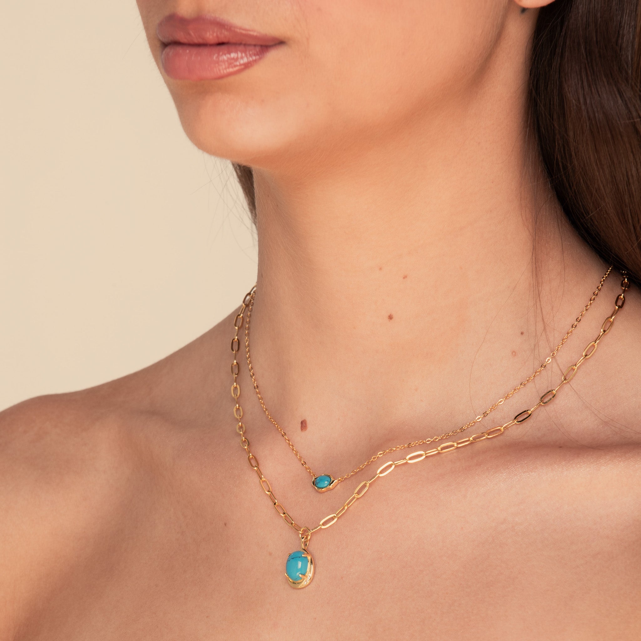 Turquoise Eye Necklace Gold