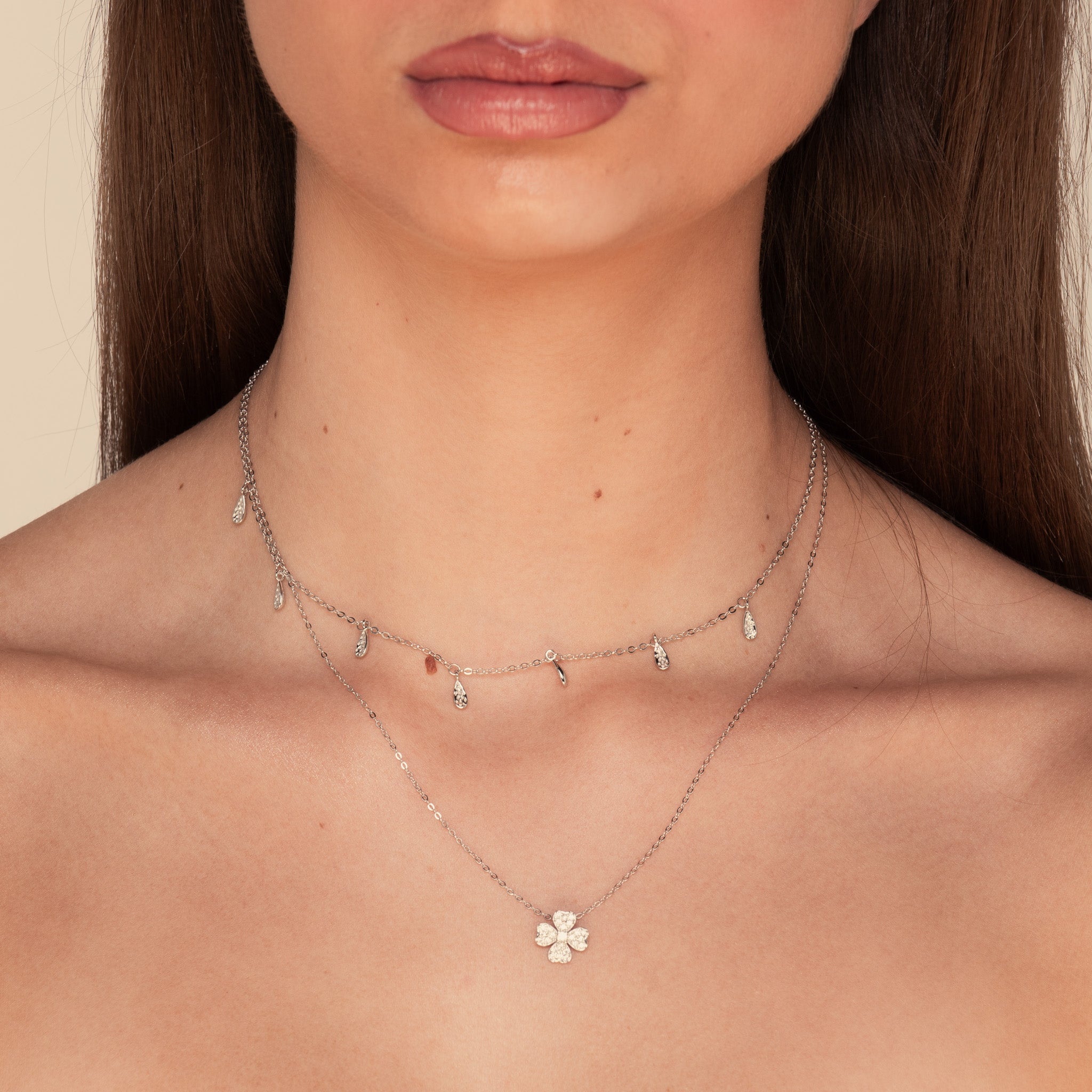 Molten Teardrop Dangling Necklace Rose Gold