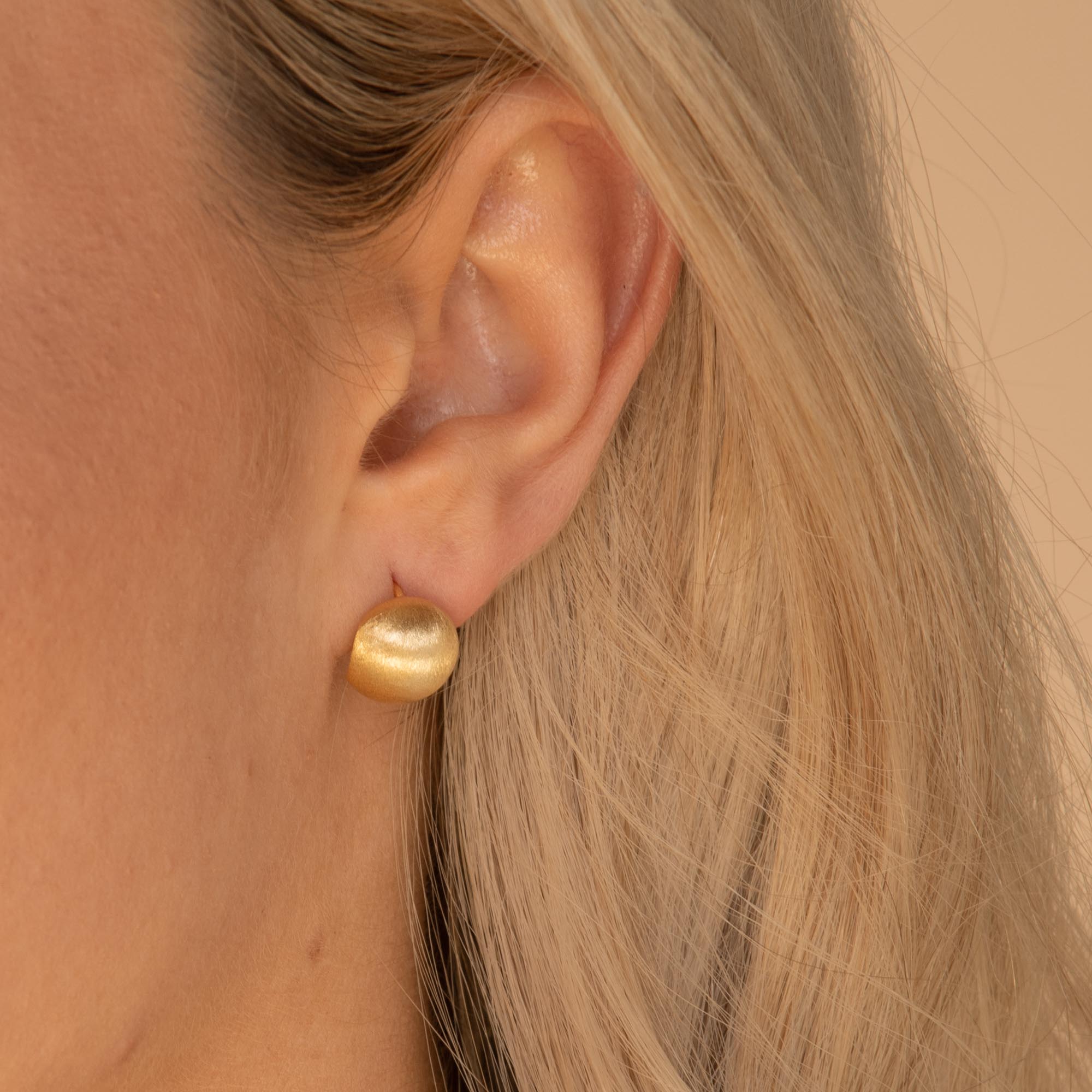 Circular Matte Huggie Earrings Gold