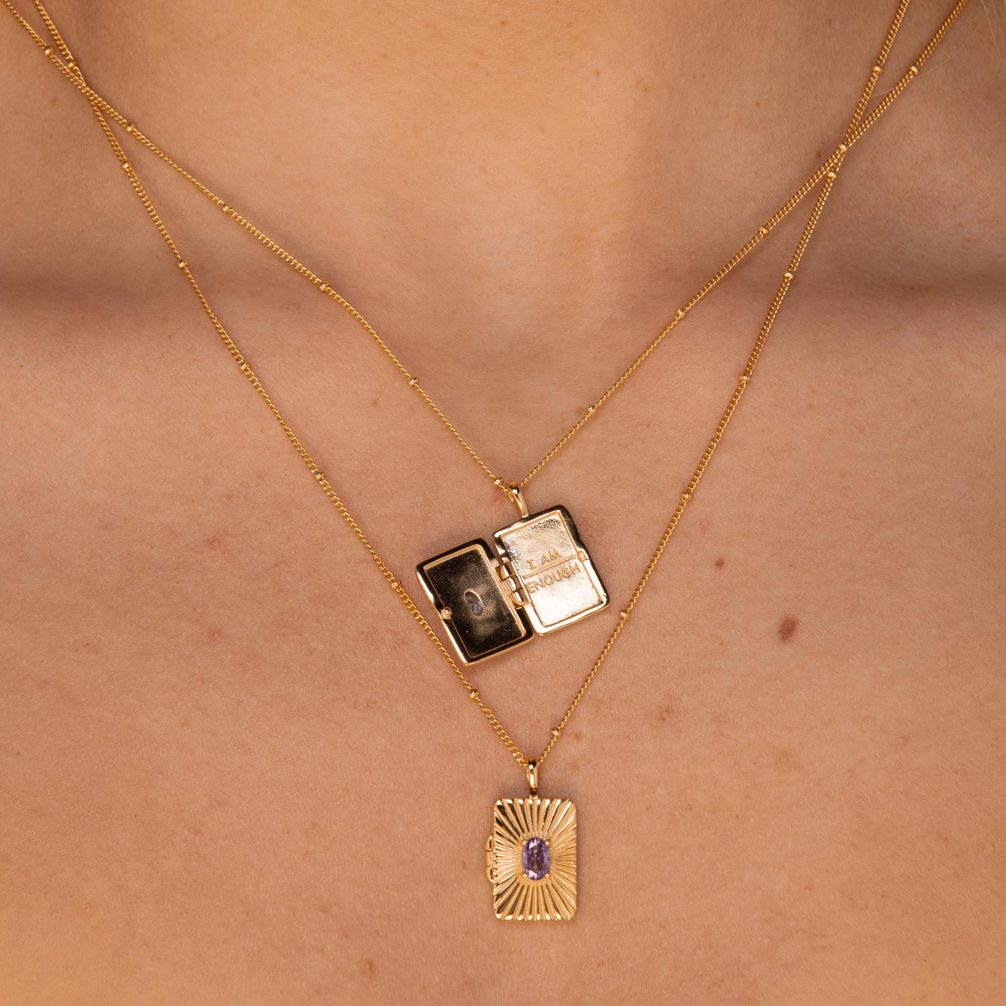 I am Worthy Locket Necklace Gold