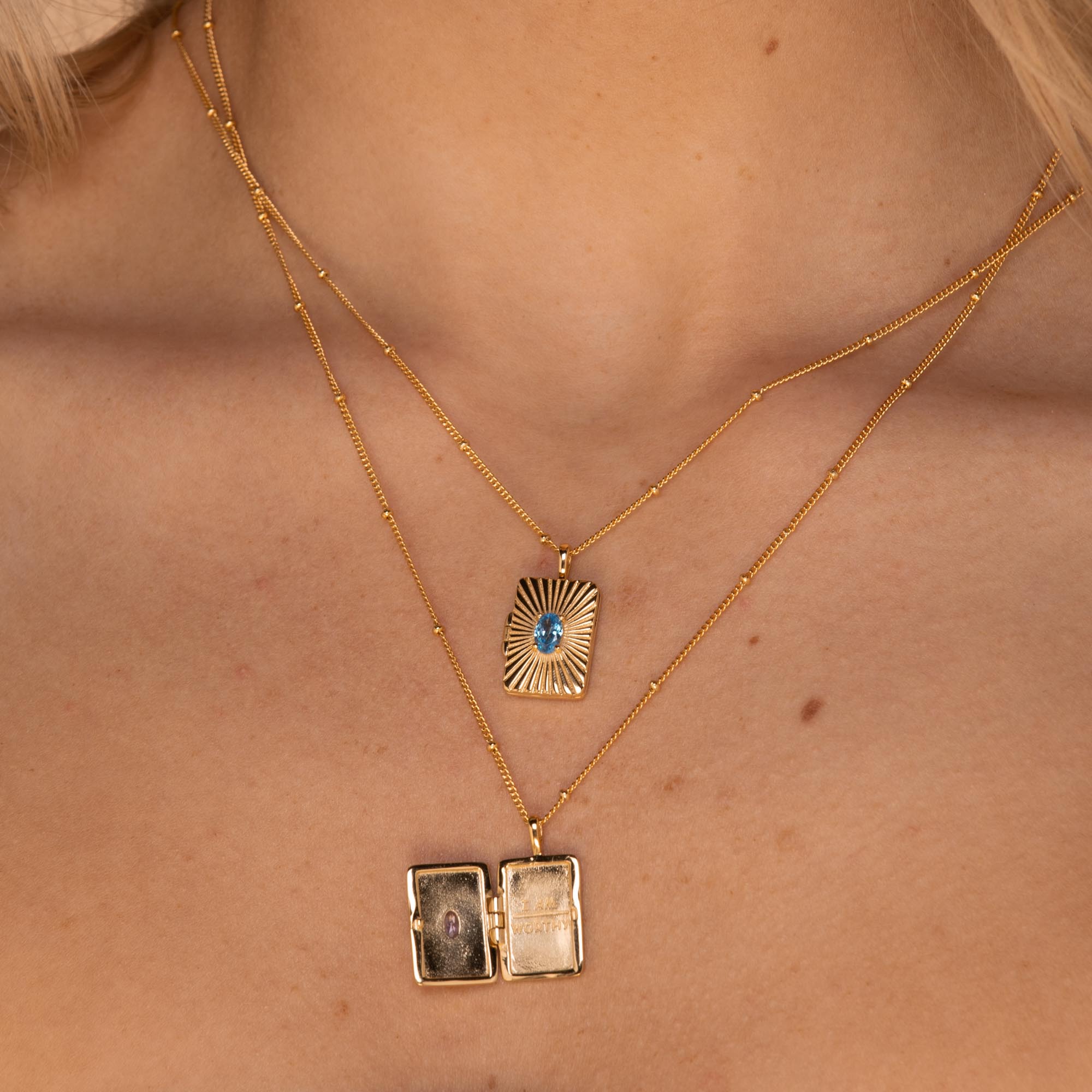 I am Worthy Locket Necklace Rose Gold