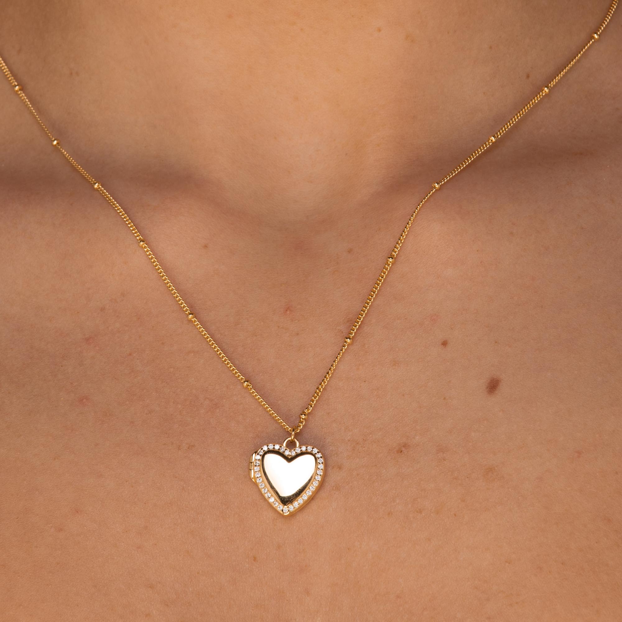 Love Heart Locket Necklace Rose Gold