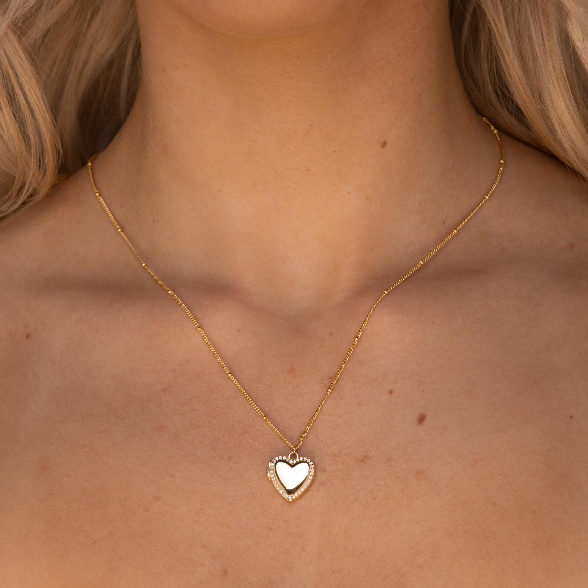 Love Heart Locket Necklace Rose Gold