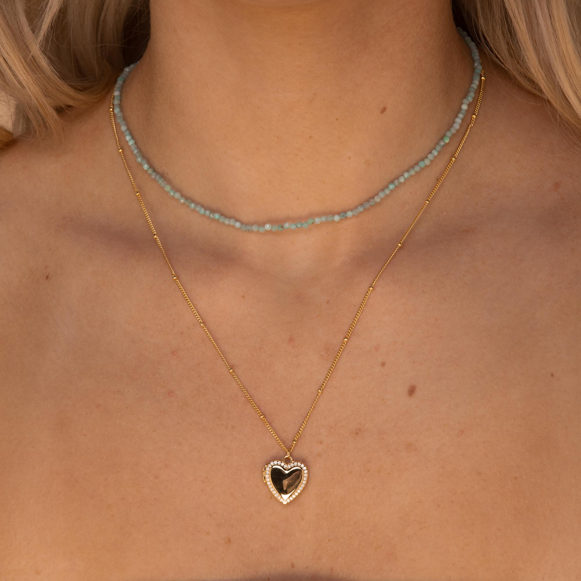 Love Heart Locket Necklace Gold