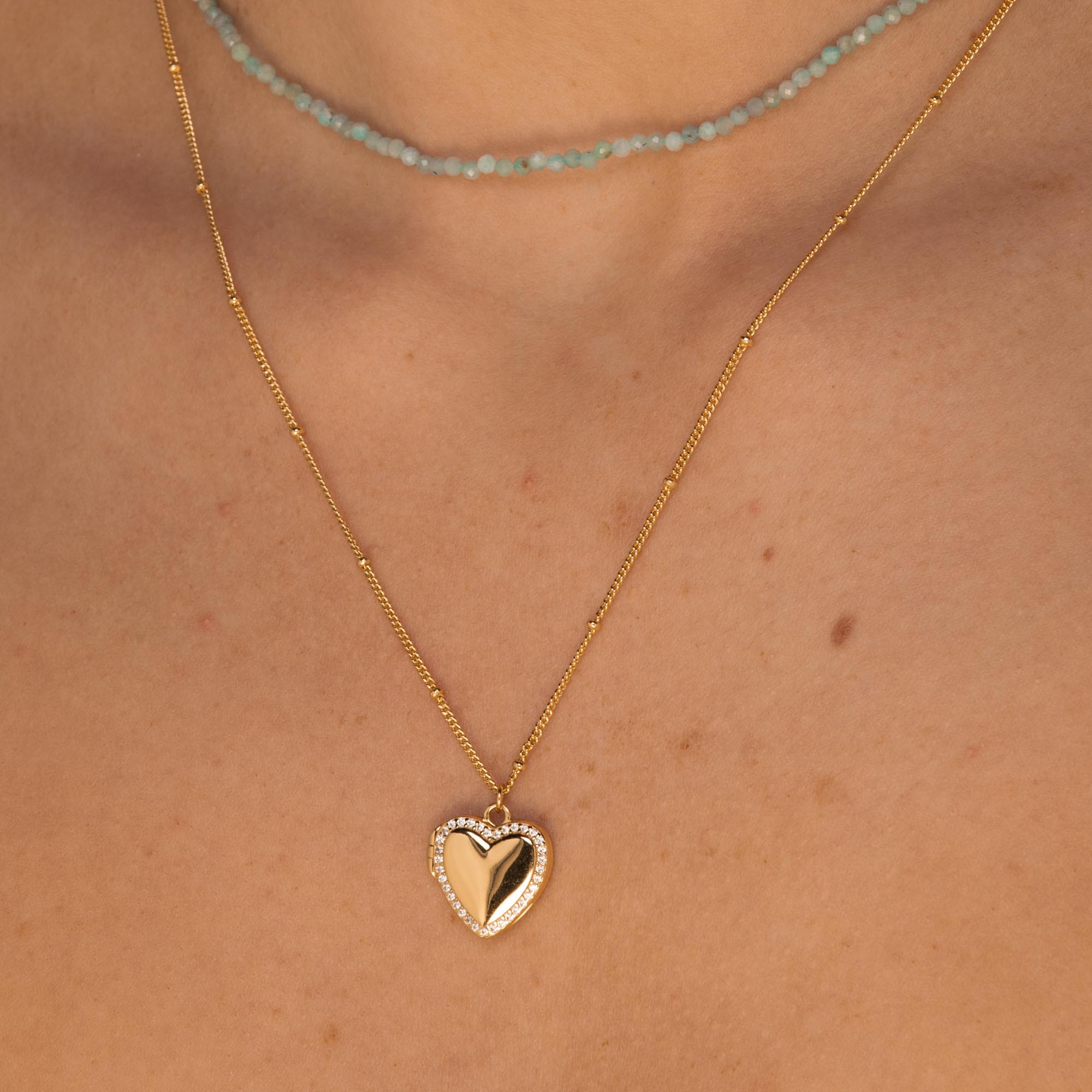 Love Heart Locket Necklace Rose Gold