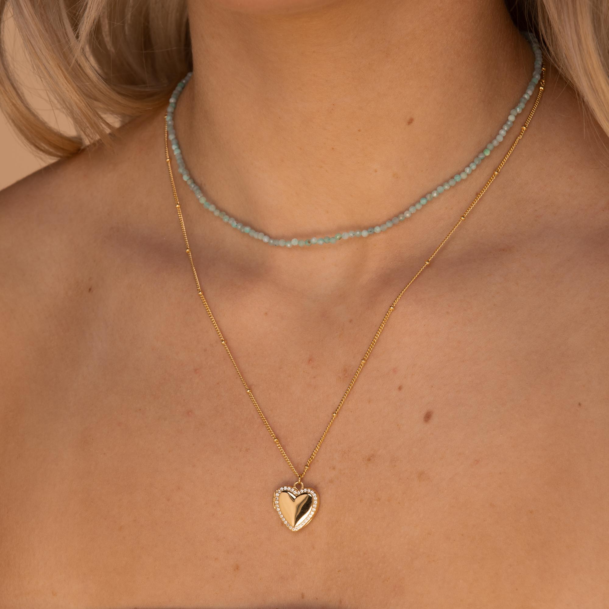 Love Heart Locket Necklace Rose Gold