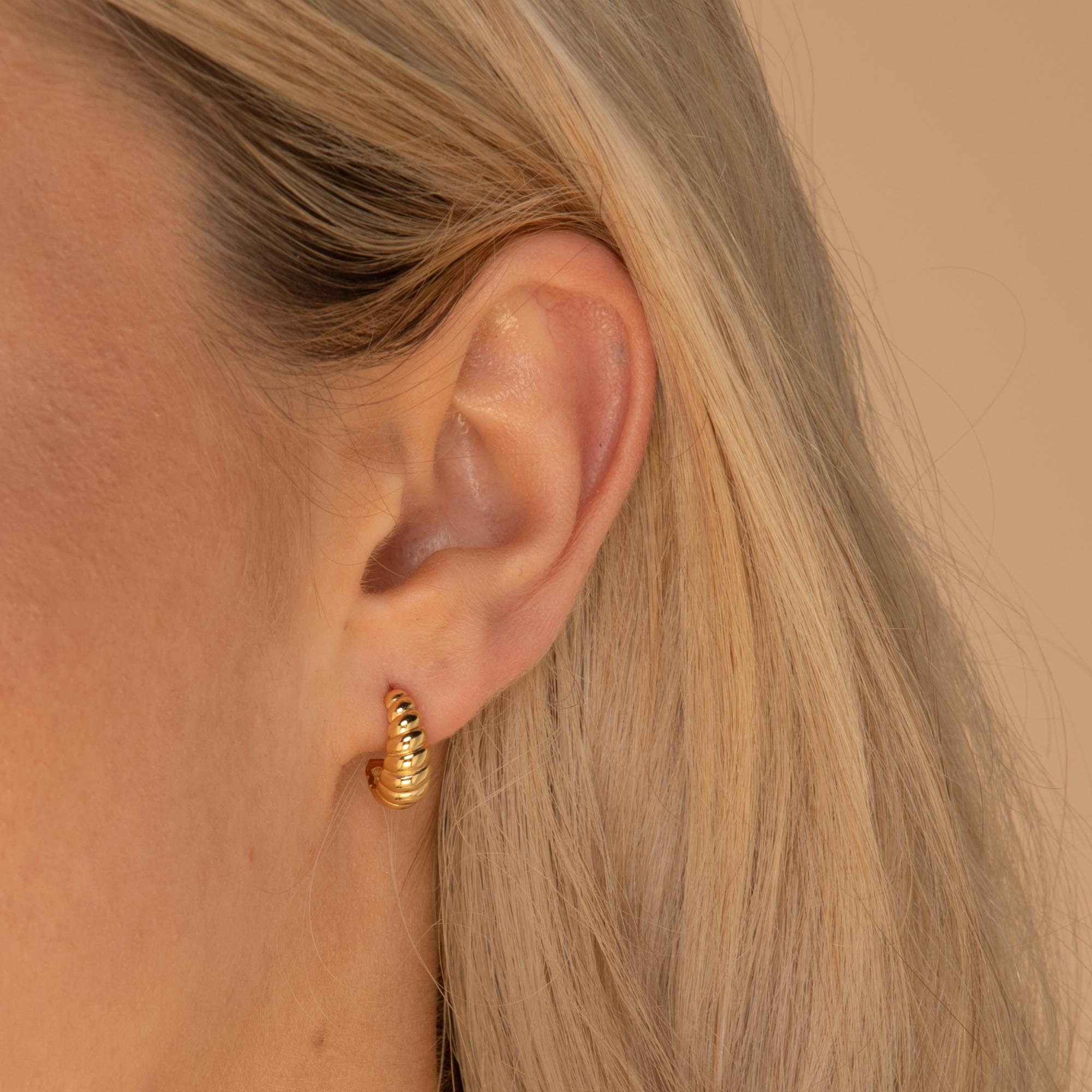 Croissant Huggie Earrings Gold