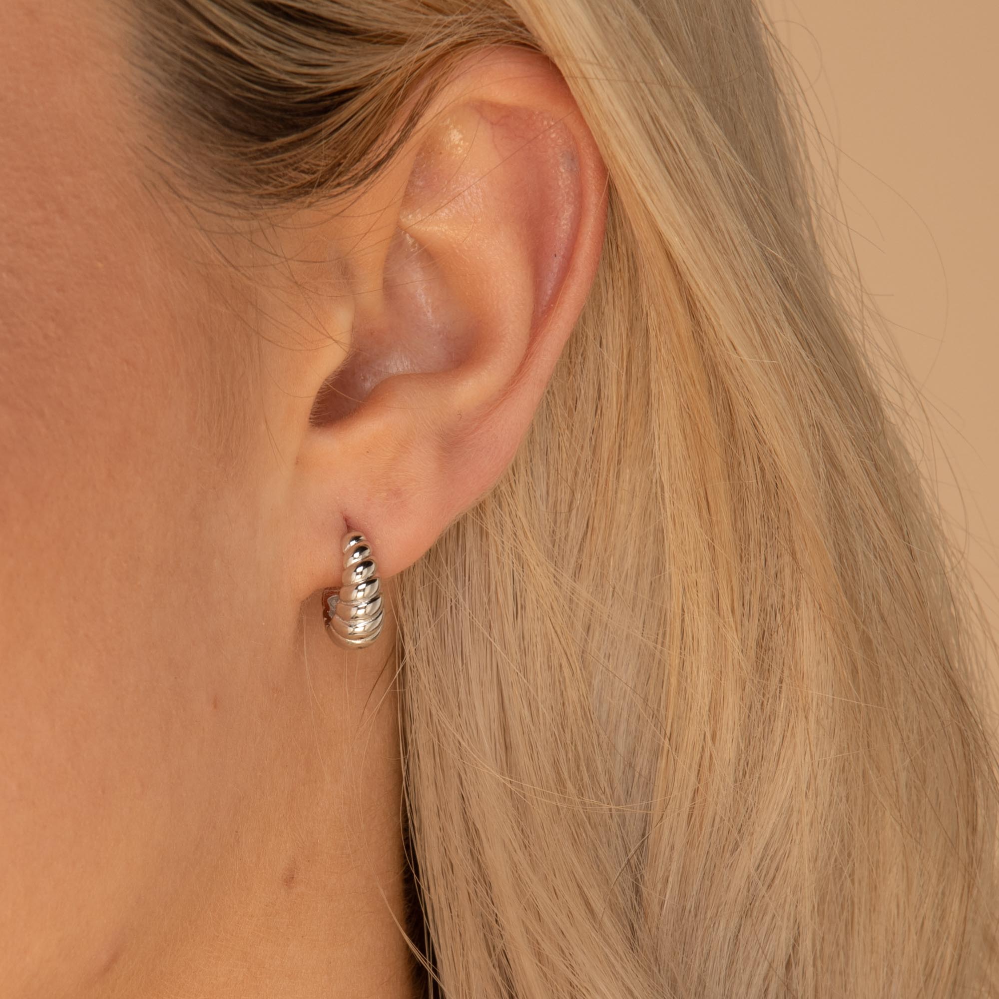 Croissant Huggie Earrings Silver