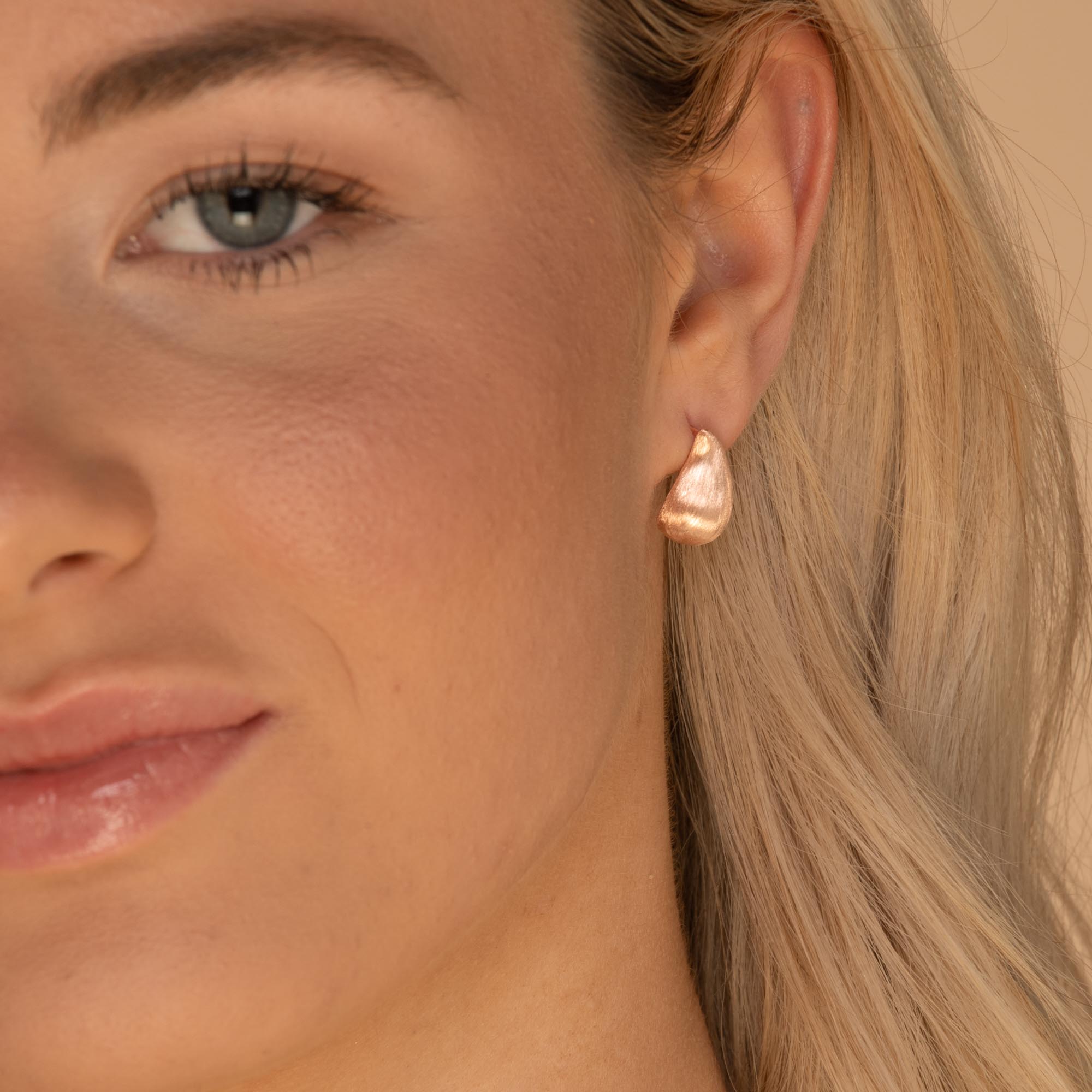 Statement Teardrop Matte Earrings Rose Gold