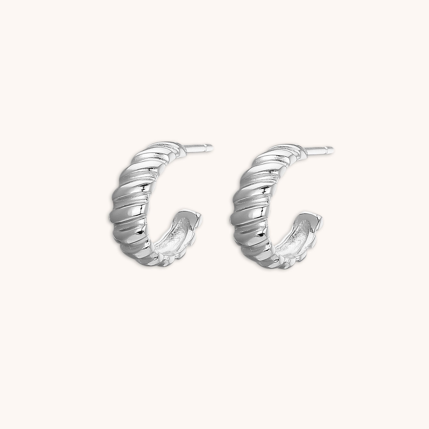 Croissant Huggie Earrings Silver