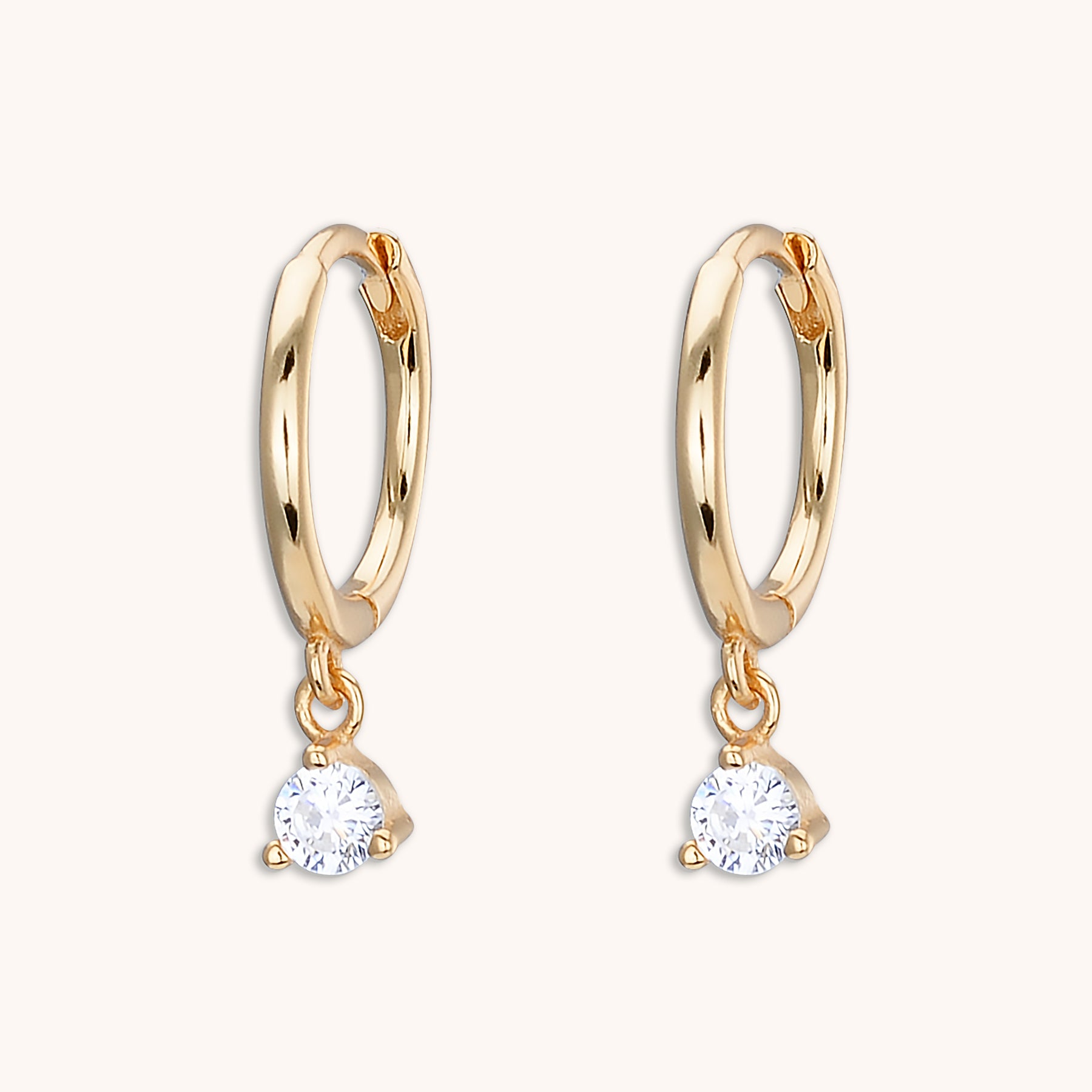 Solitaire Sapphire Huggie Earrings Rose Gold