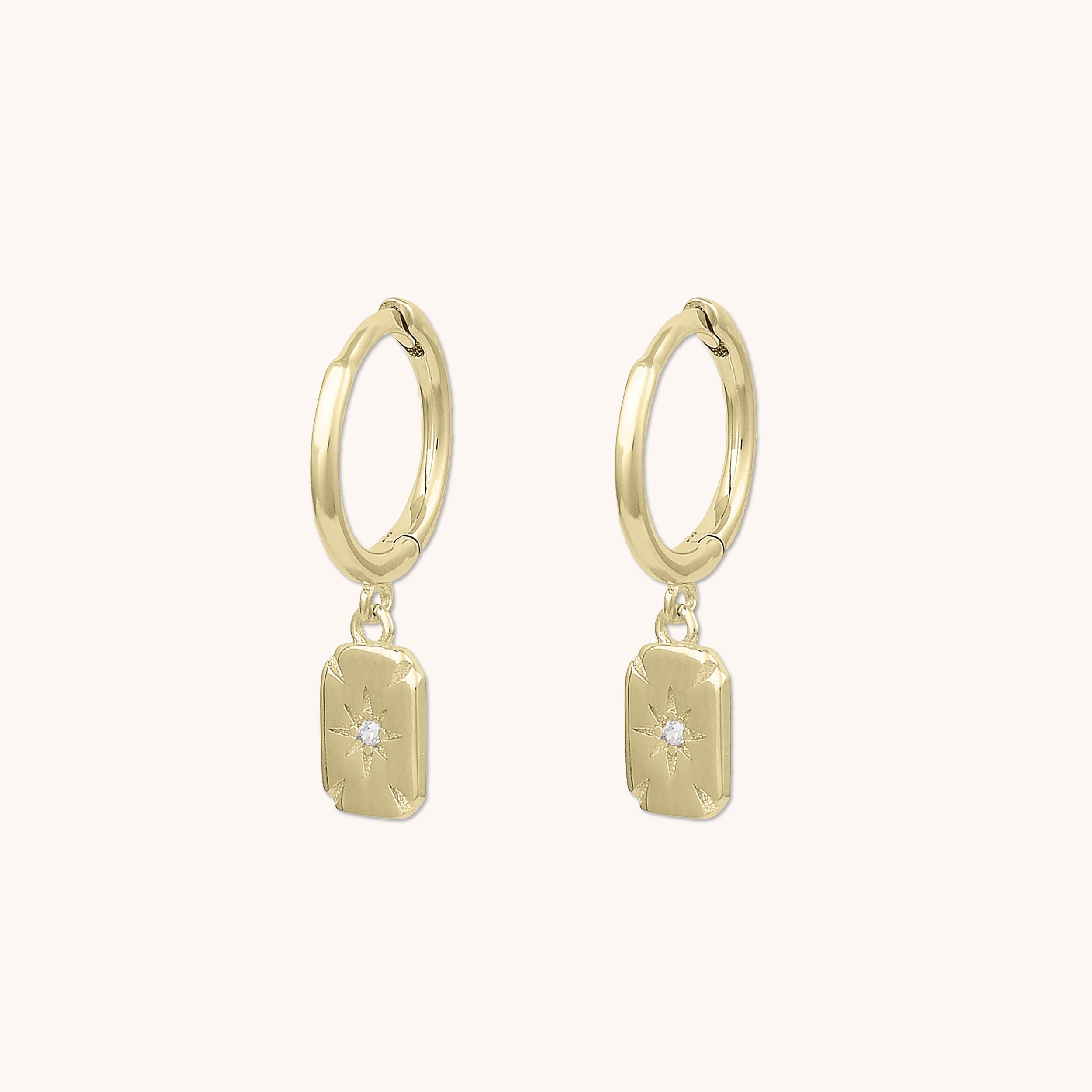 North Star Amulet Huggie Earrings Gold