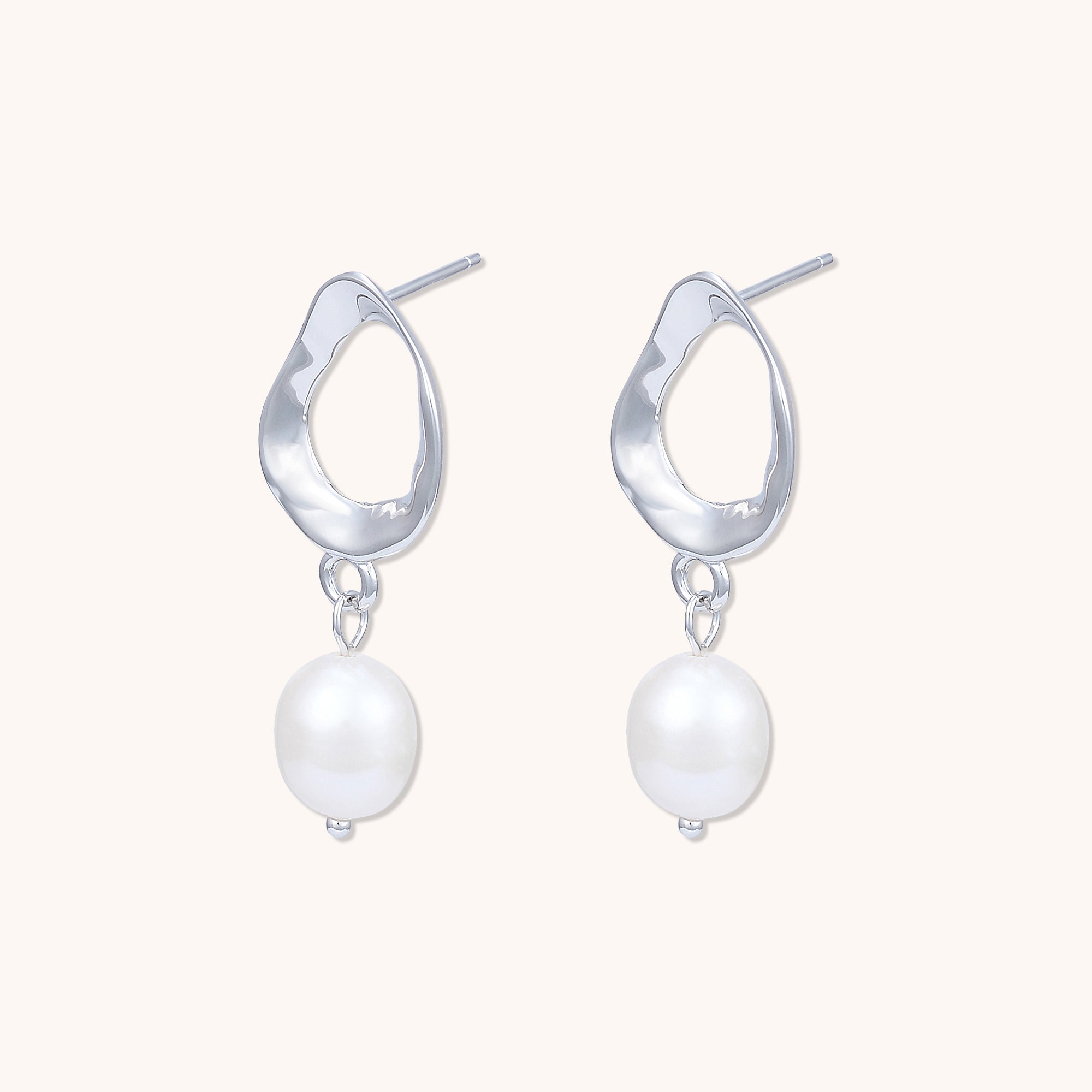 Mirage Pearl Drop Earrings Silver