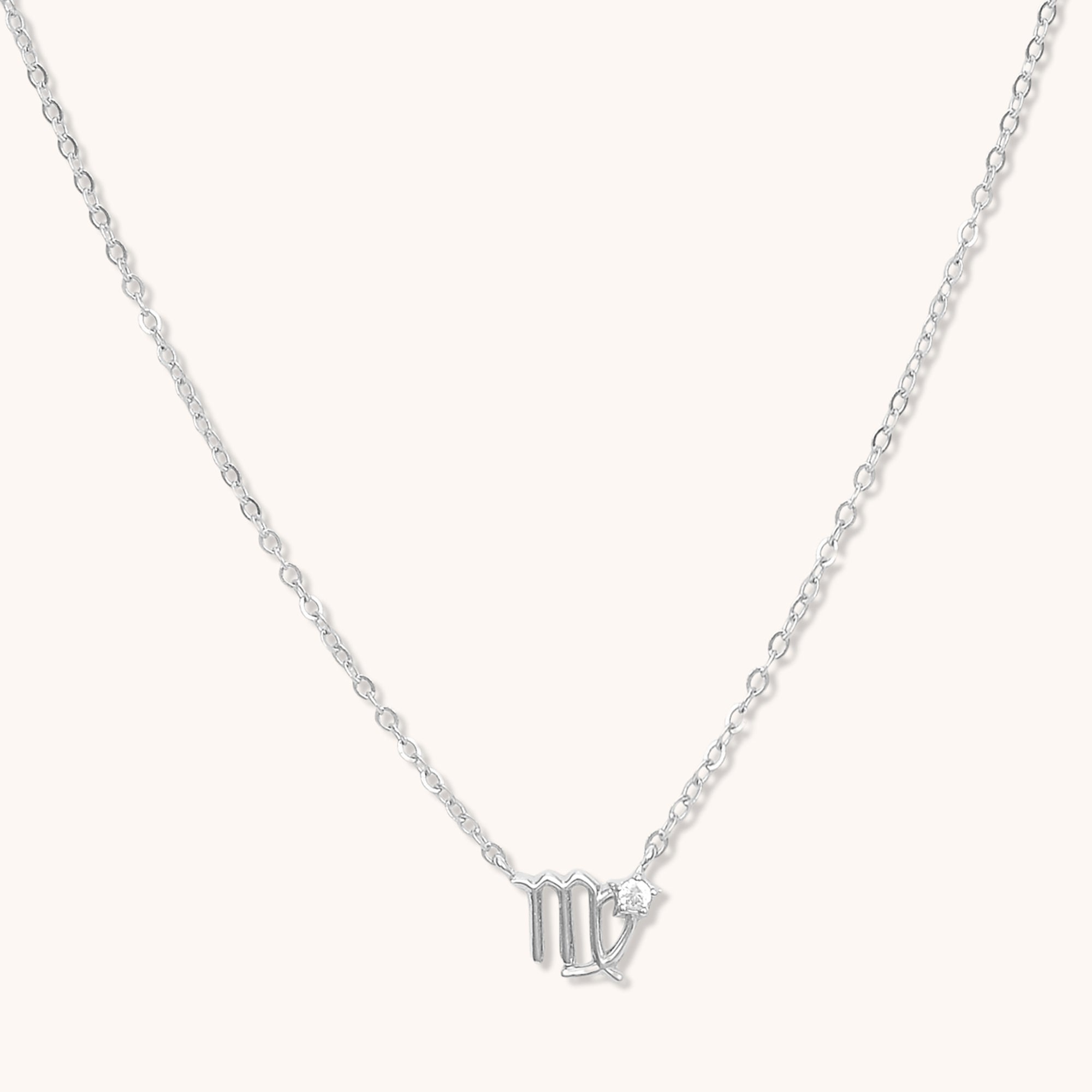 Virgo Star Sign Necklace Silver