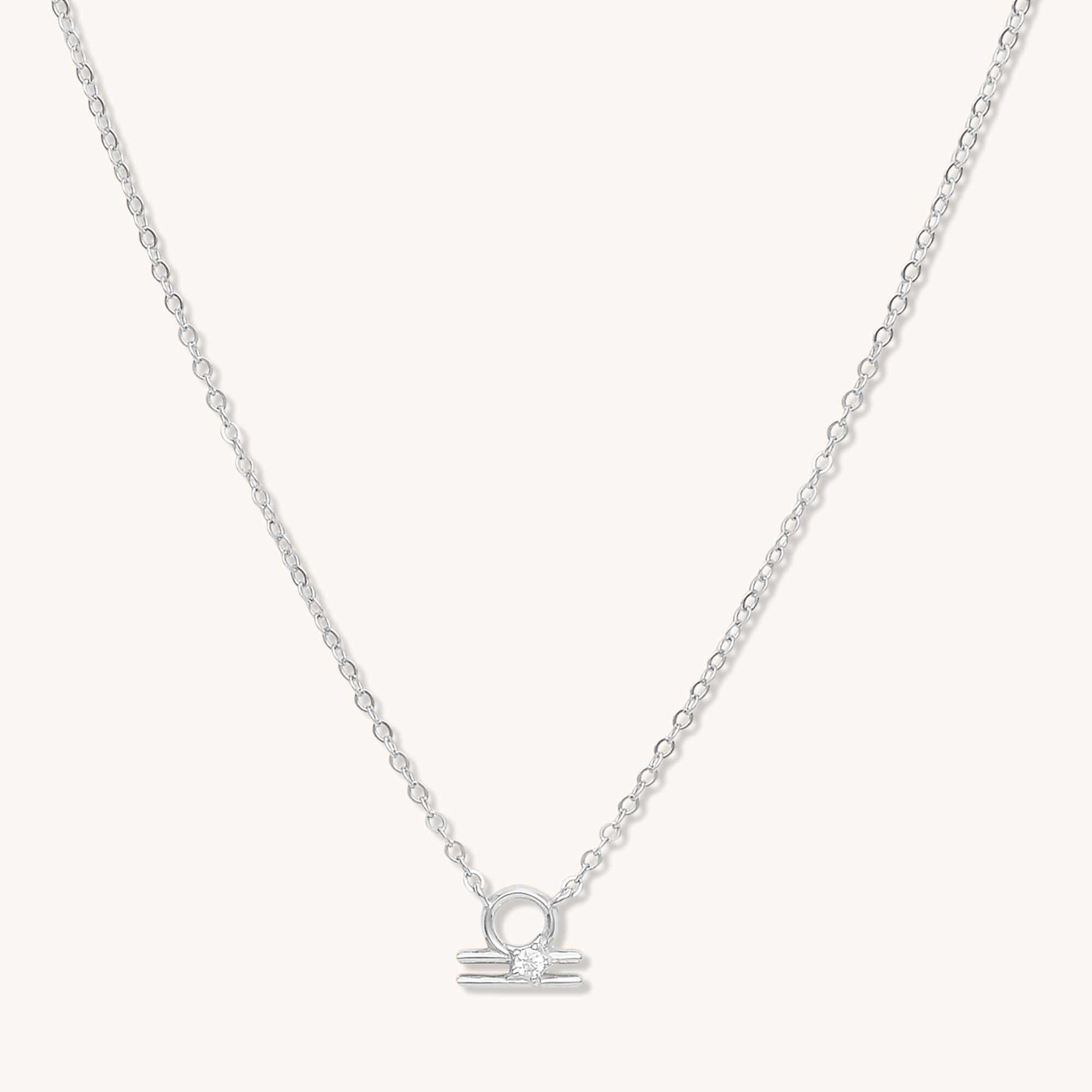 Libra Star Sign Necklace Silver