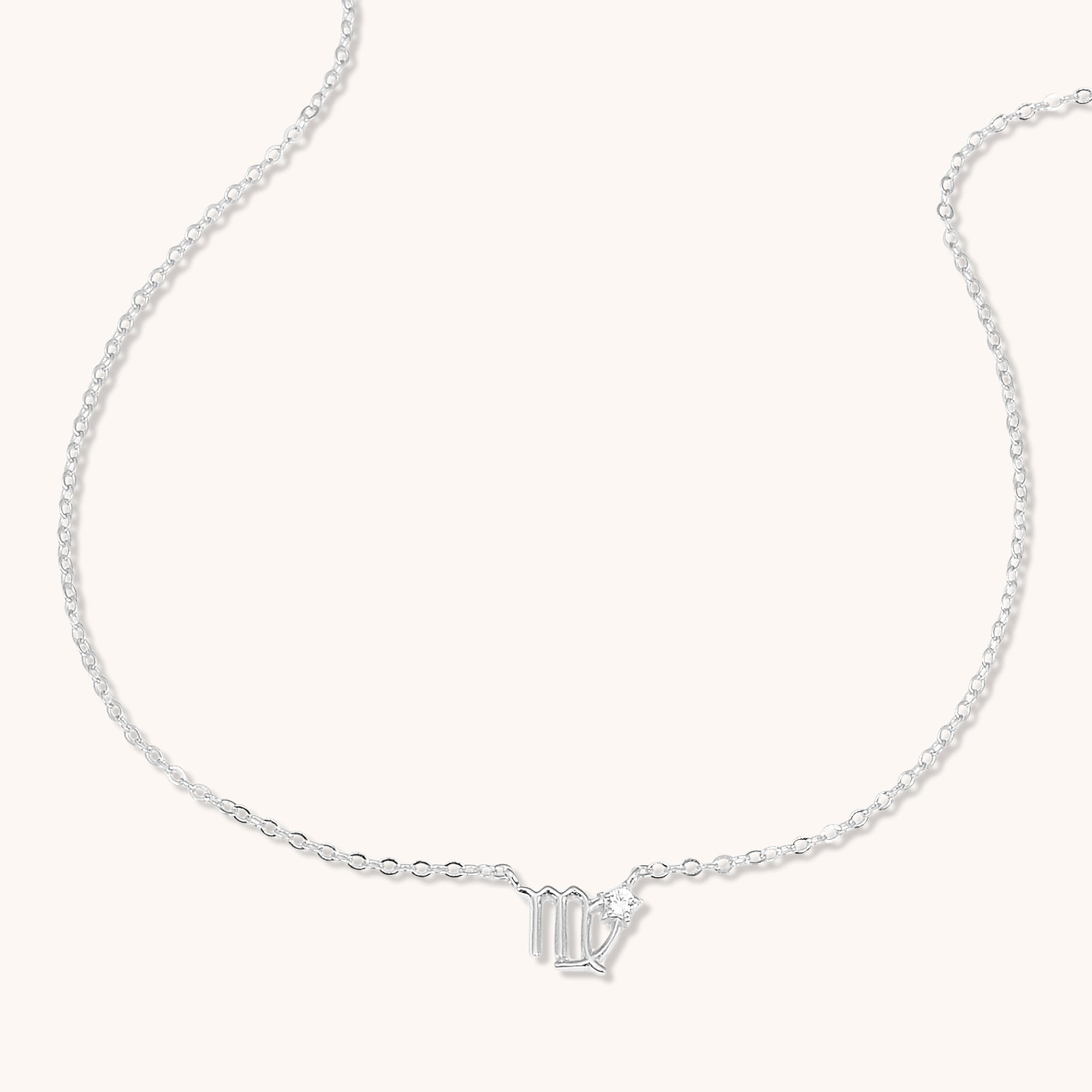 Virgo Star Sign Necklace Silver