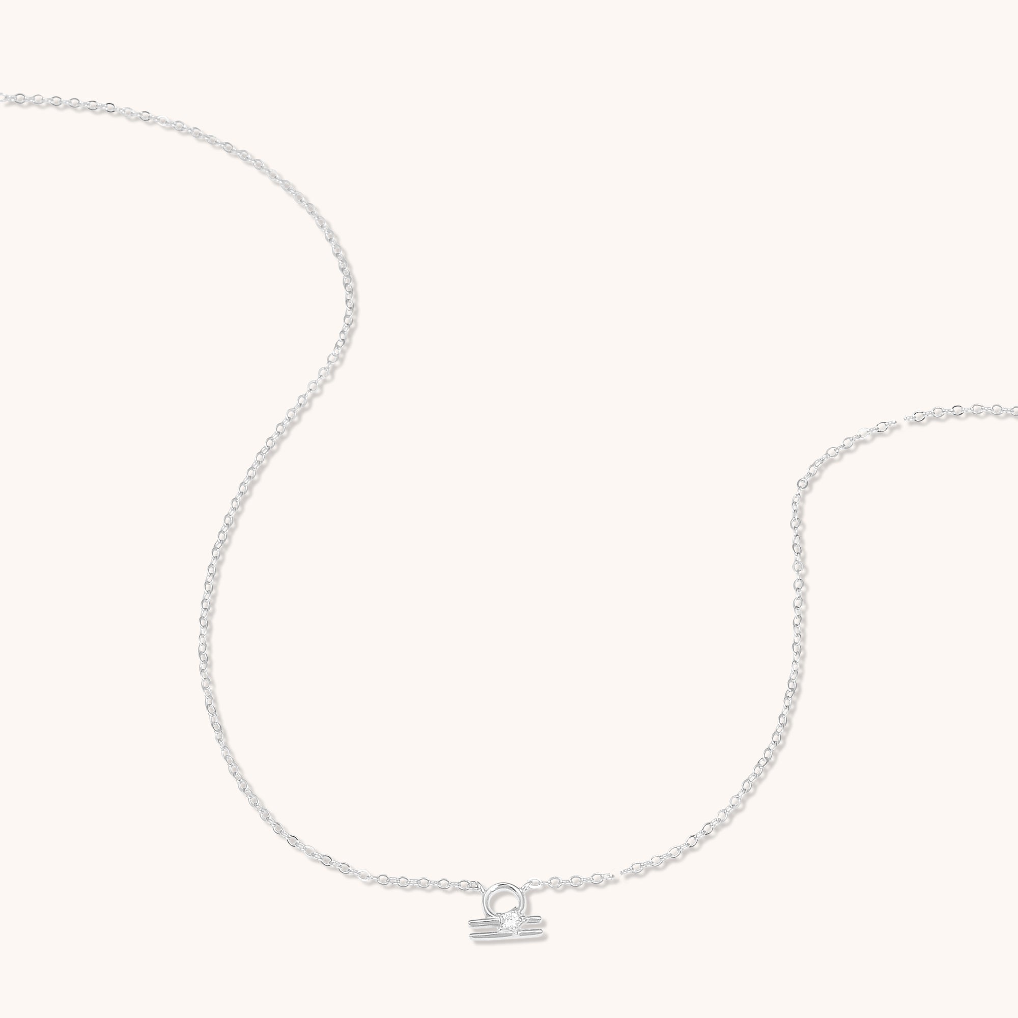 Libra Star Sign Necklace Silver