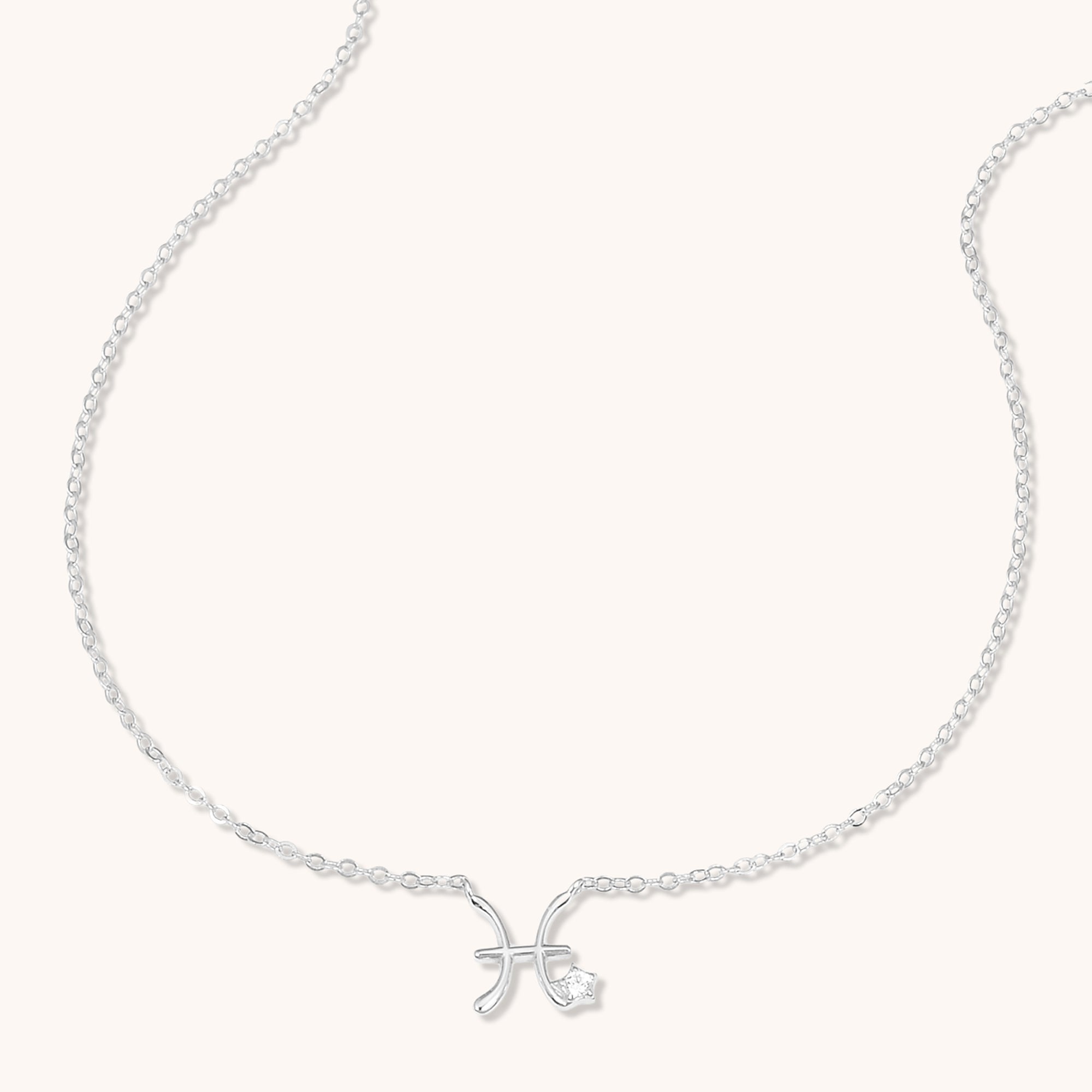 Pisces Star Sign Necklace Silver