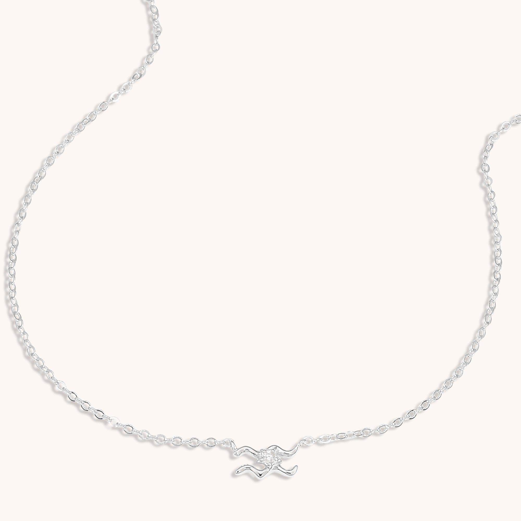 Aquarius Star Sign Necklace Silver