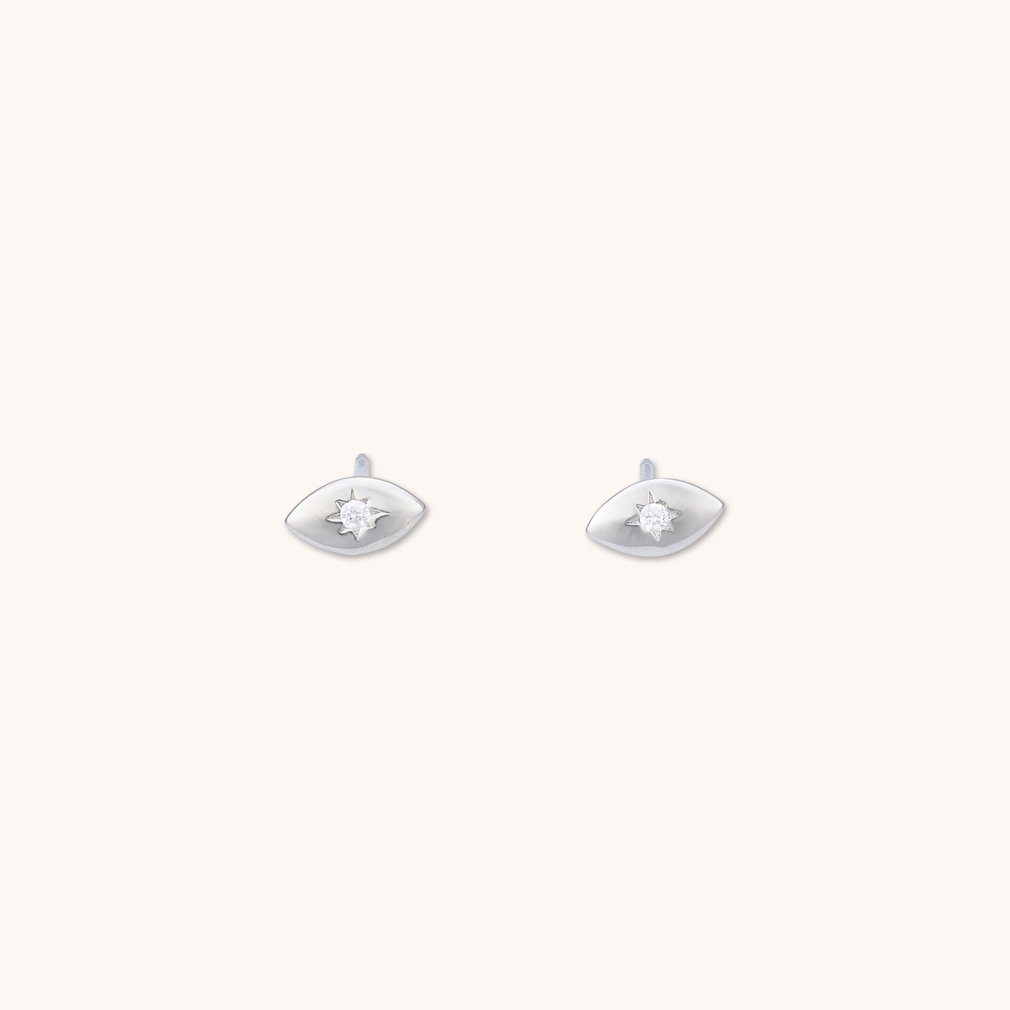 Evil Eye Stud Earrings Silver