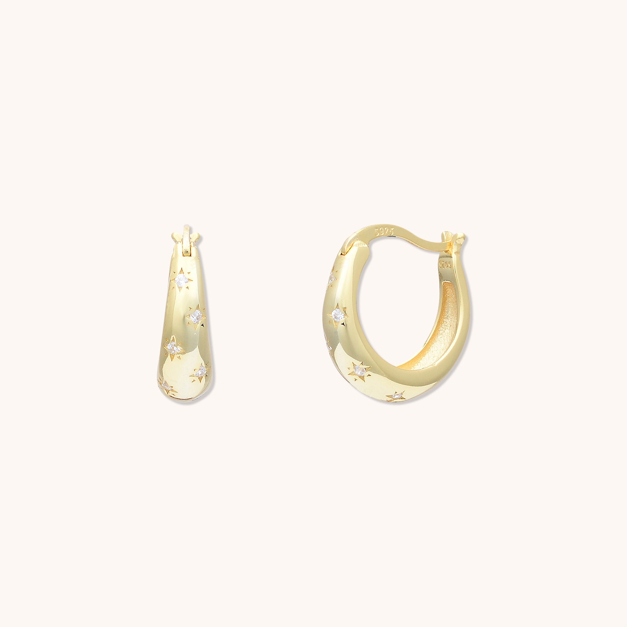 North Star Hoop Earrings Gold