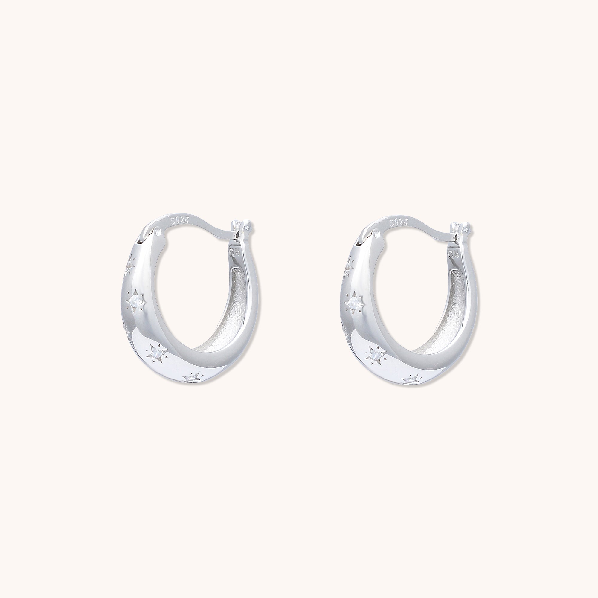 North Star Hoop Earrings Silver