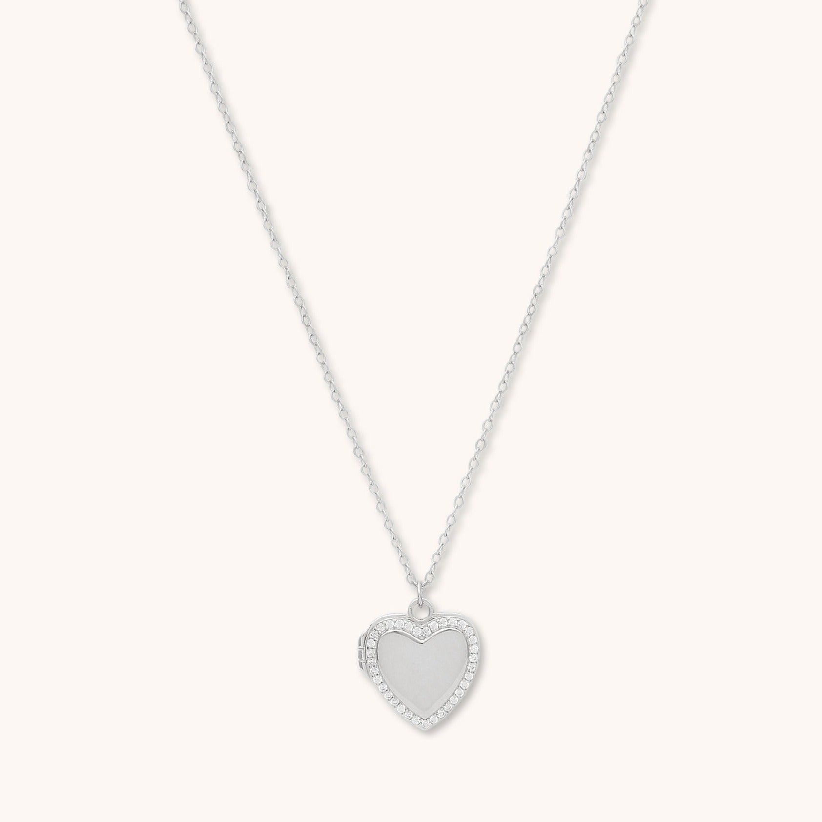 Love Heart Locket Necklace Silver