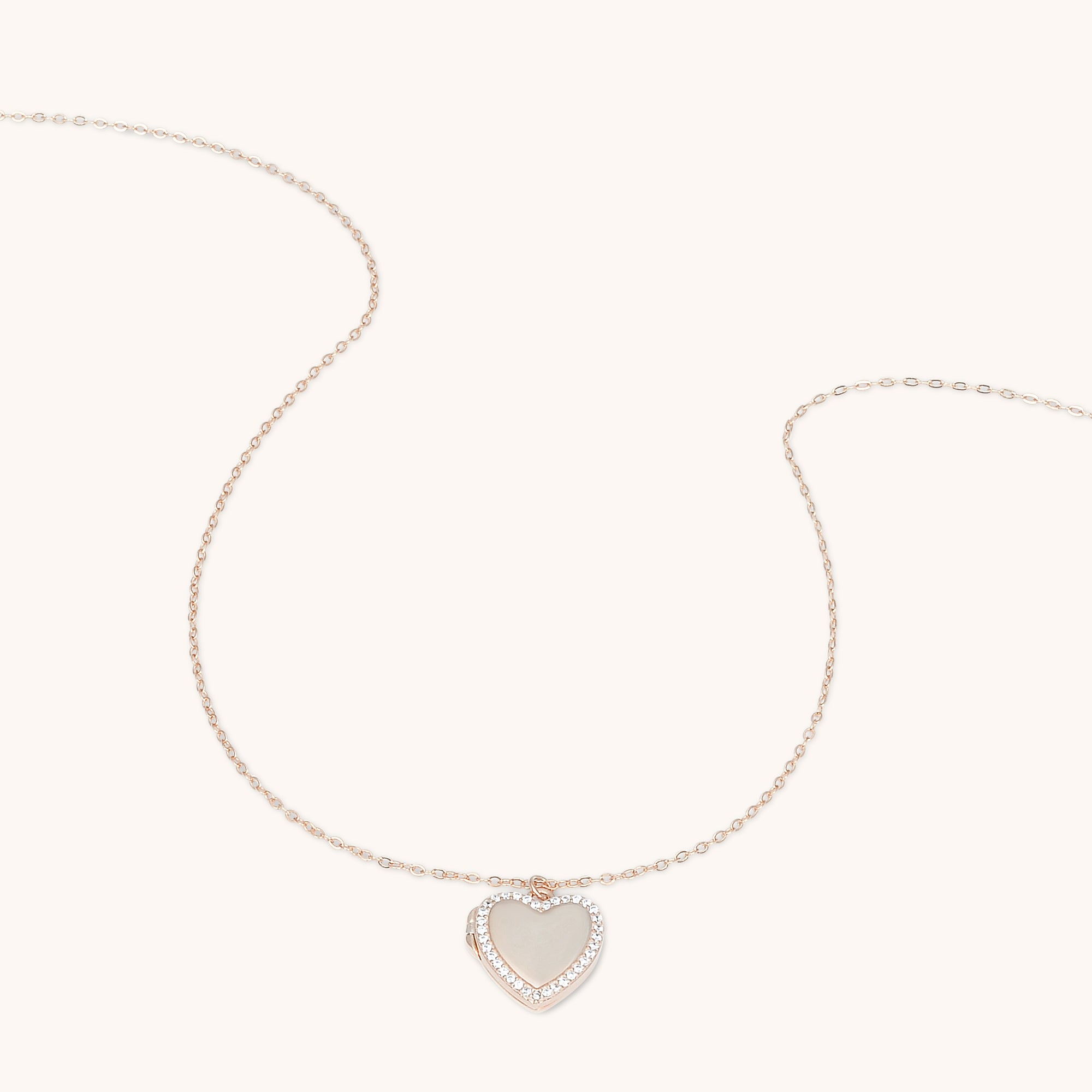 Love Heart Locket Necklace Rose Gold