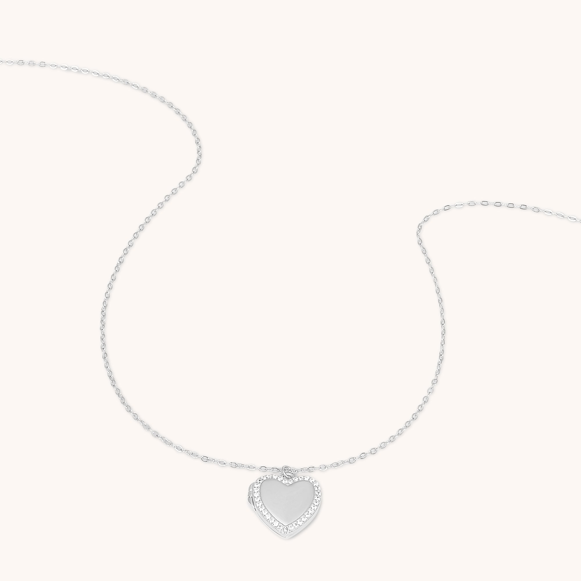 Love Heart Locket Necklace Silver