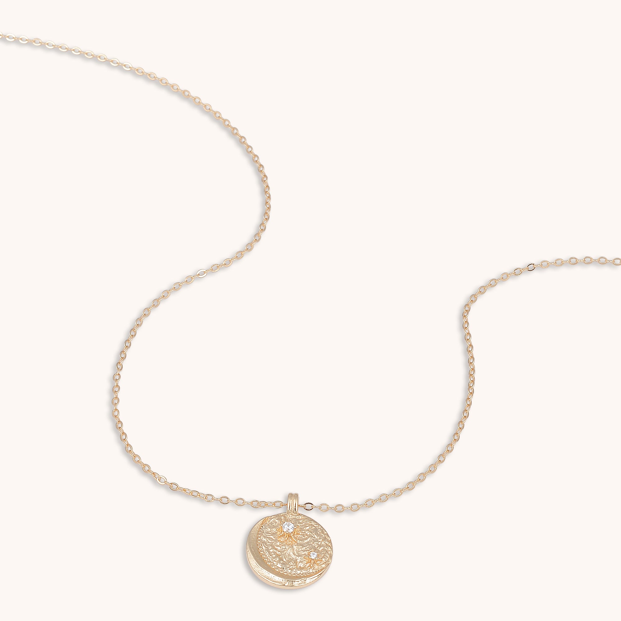 Moon Element Medallion Necklace Rose Gold