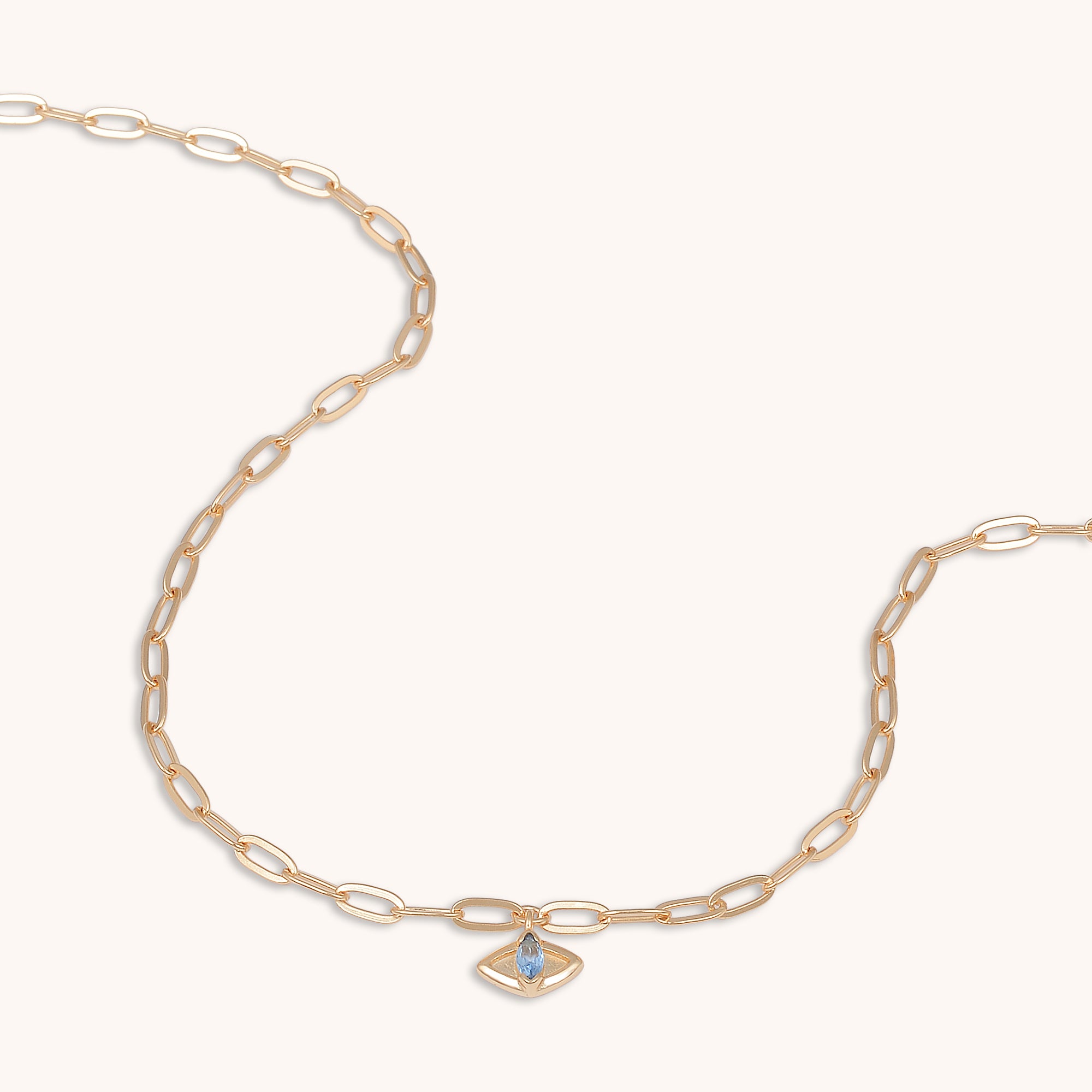 Evil Eye Link Necklace Rose Gold