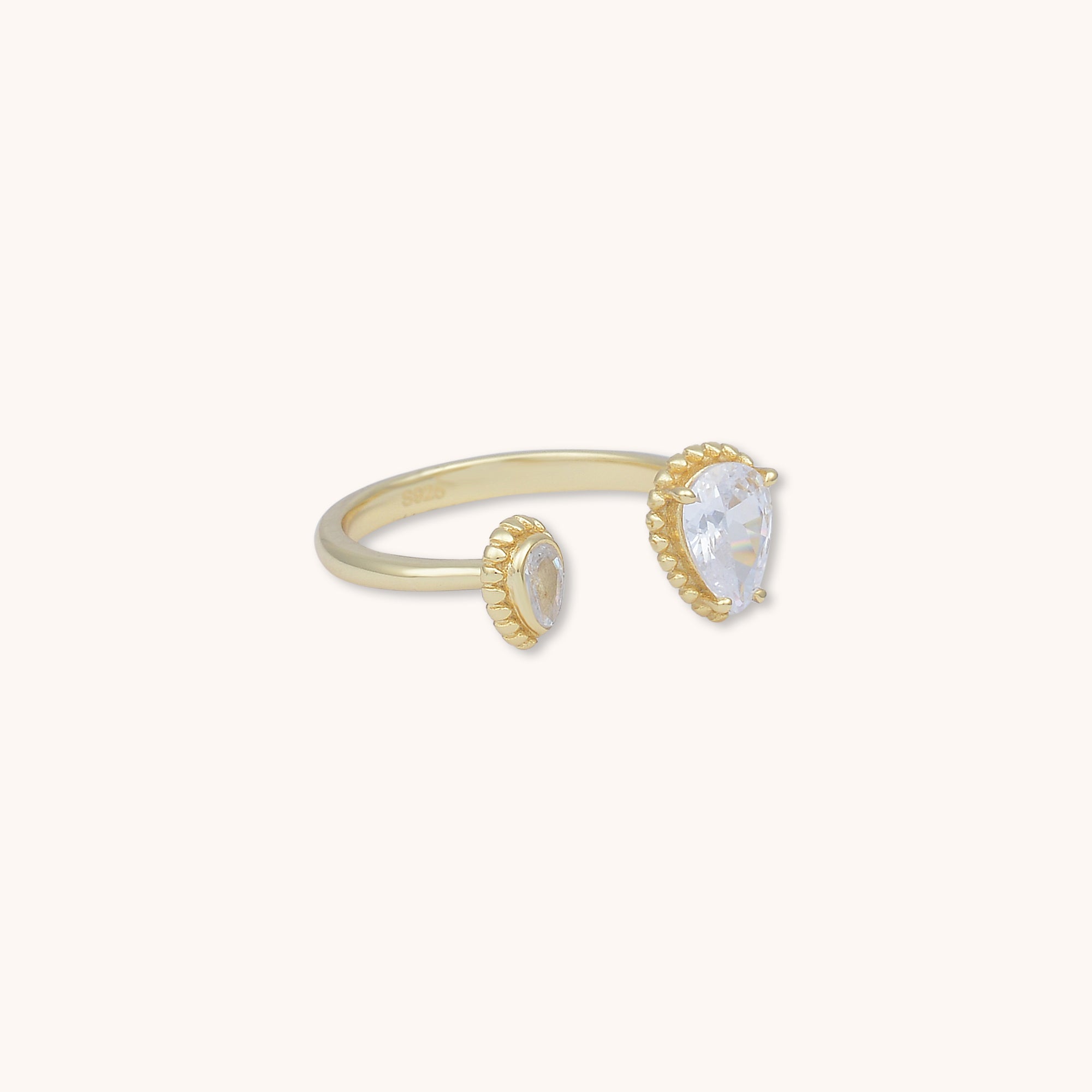 Twin Pear Sapphire Open Ring Gold