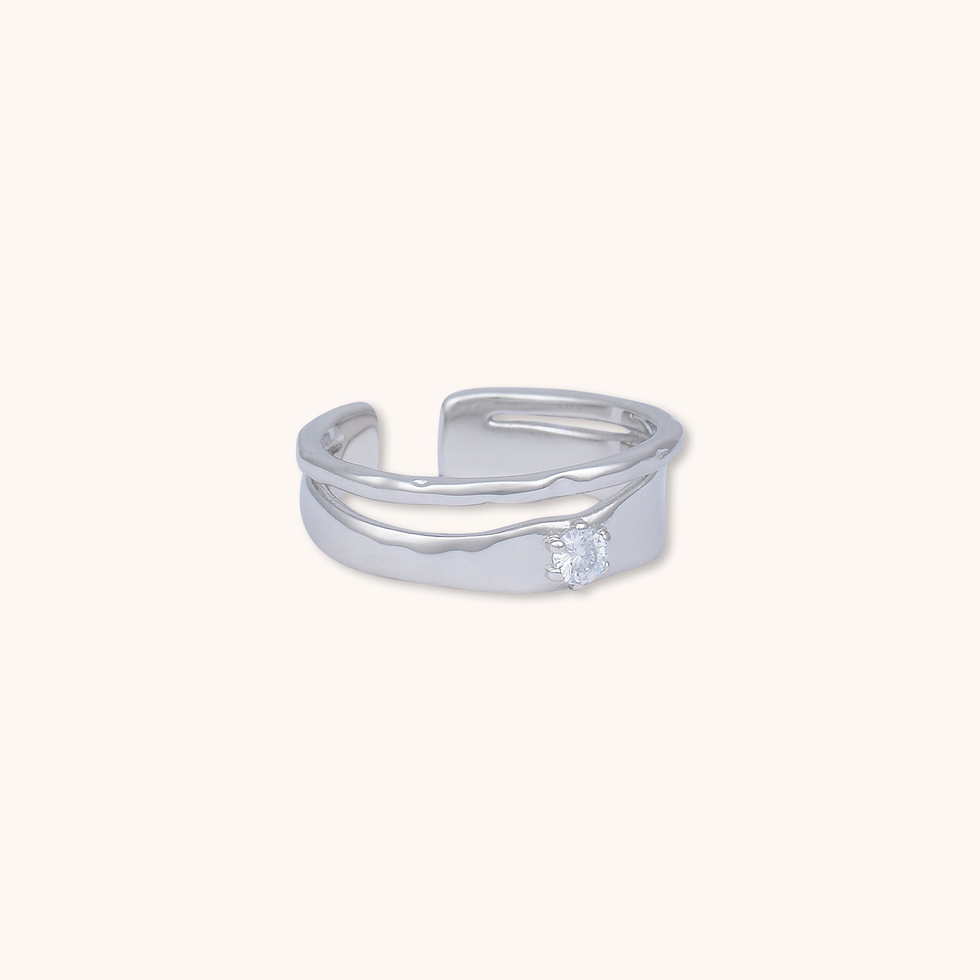 Solaris Statement Open Ring Silver