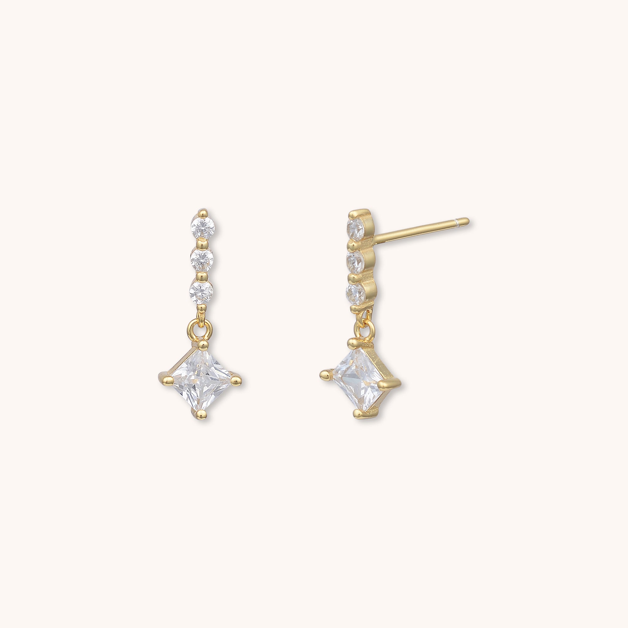 Solstice Sapphire Drop Stud Earrings Gold