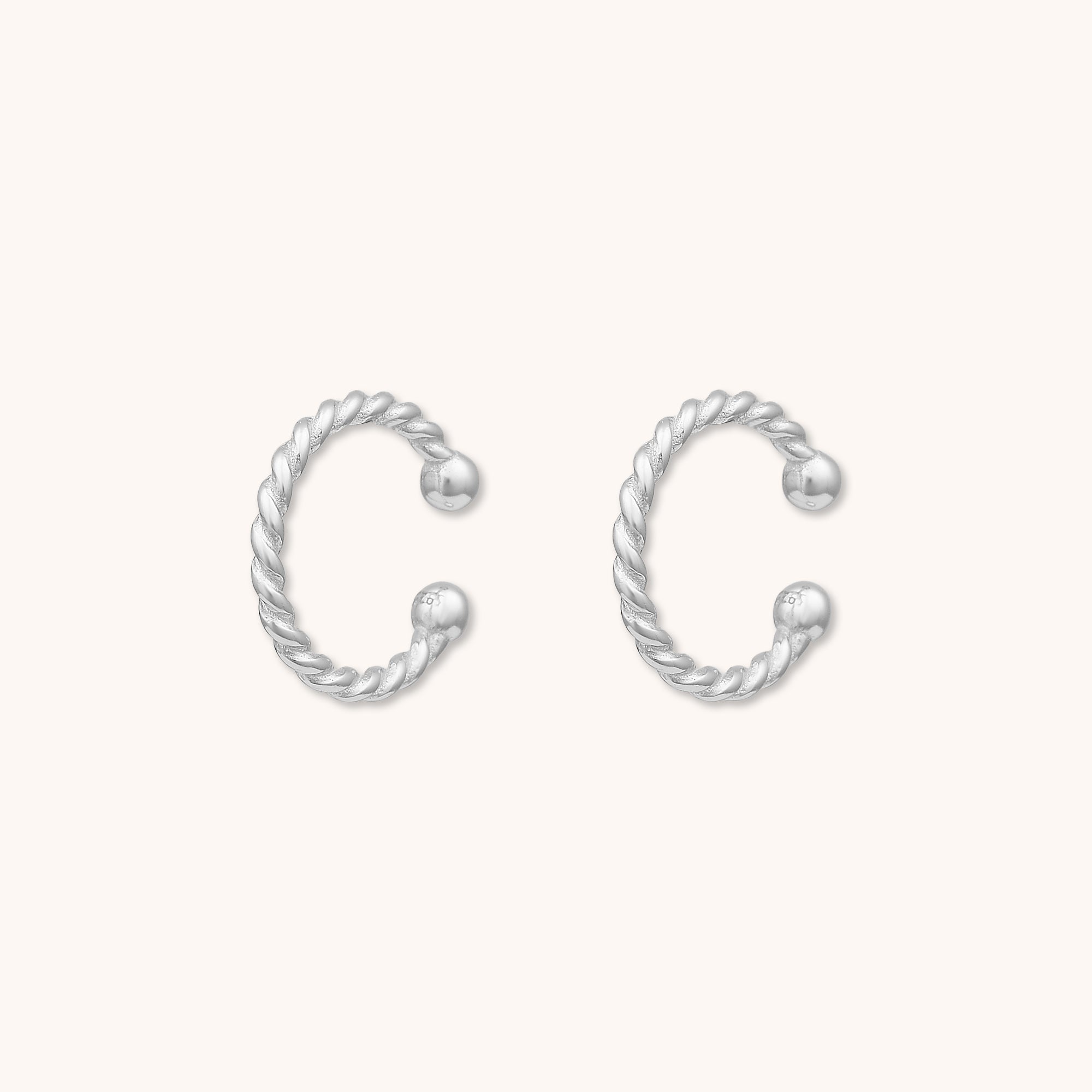 Twist Ear Cuff Earrings Silver